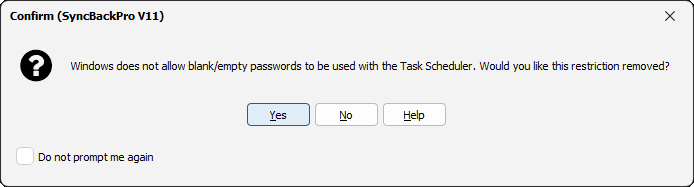 Blank password prompt